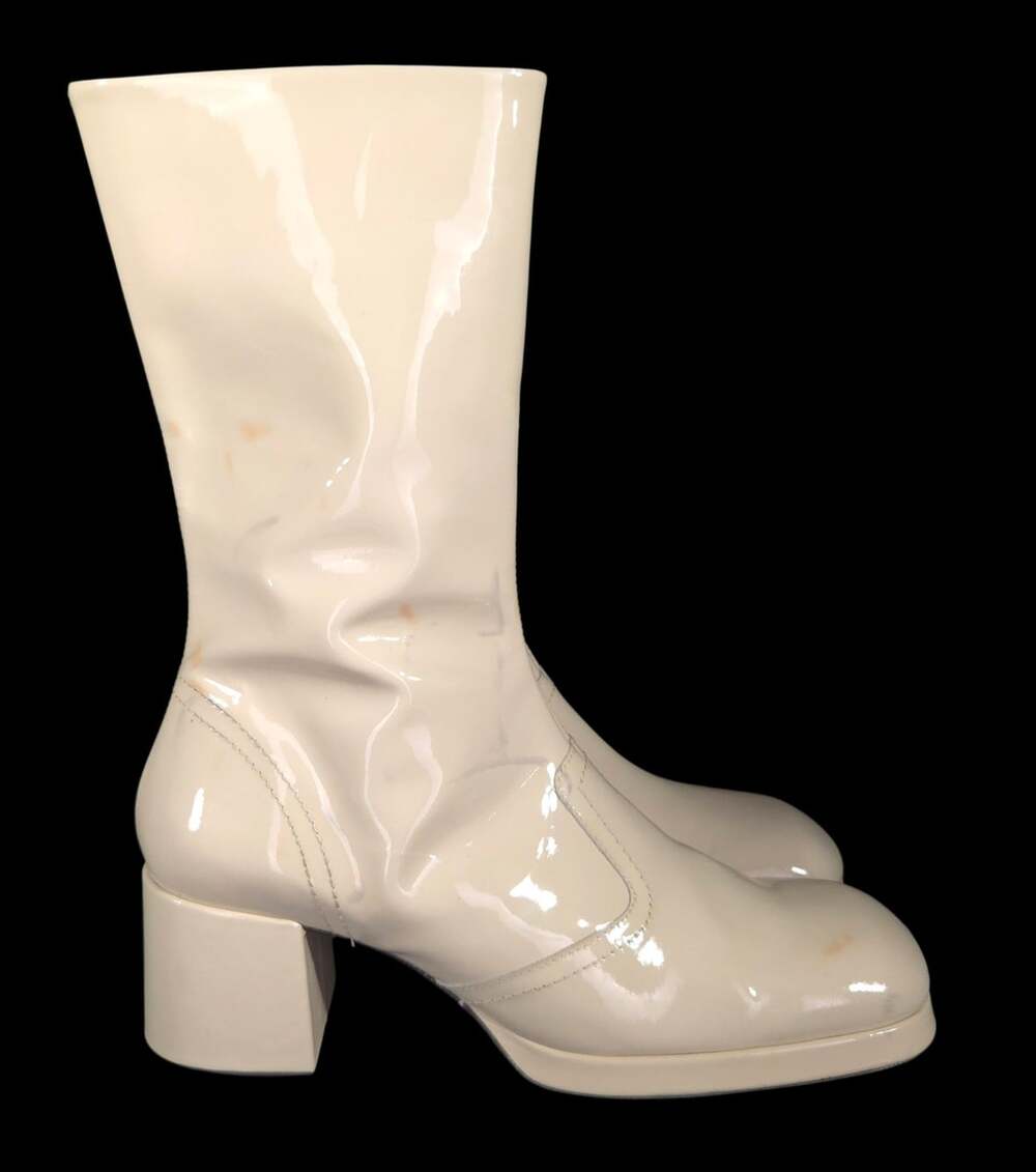 Miista Square Toe Patent Leather Cass Boots US 9.5 EU 40 Womens Off White $445